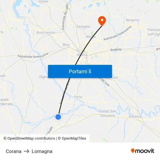 Corana to Lomagna map
