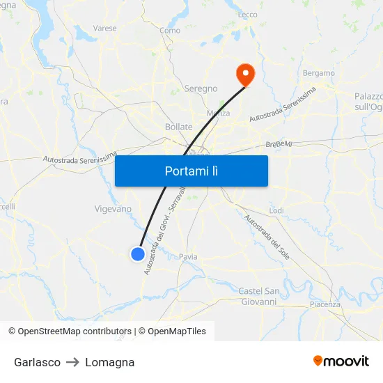 Garlasco to Lomagna map
