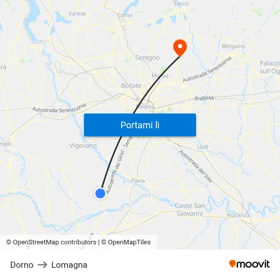 Dorno to Lomagna map