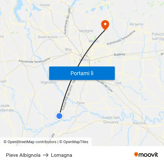 Pieve Albignola to Lomagna map