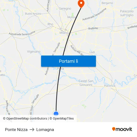 Ponte Nizza to Lomagna map