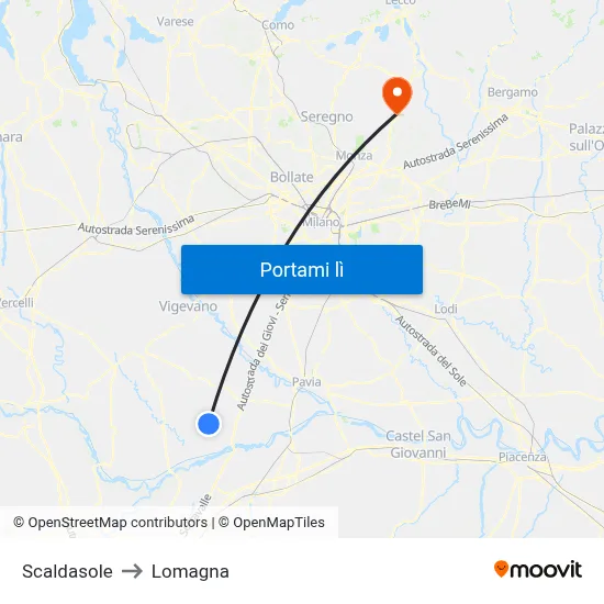 Scaldasole to Lomagna map