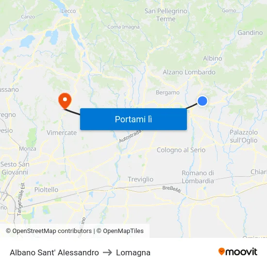 Albano Sant' Alessandro to Lomagna map