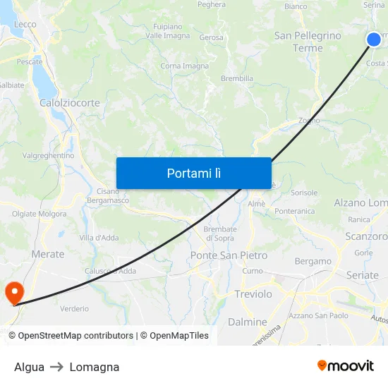 Algua to Lomagna map