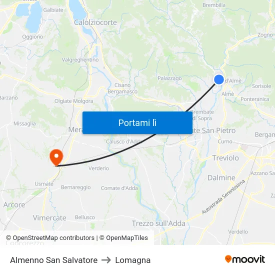 Almenno San Salvatore to Lomagna map