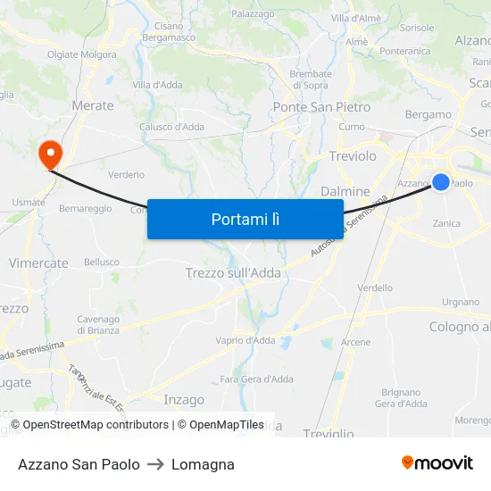 Azzano San Paolo to Lomagna map