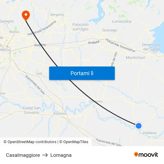 Casalmaggiore to Lomagna map