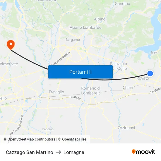 Cazzago San Martino to Lomagna map