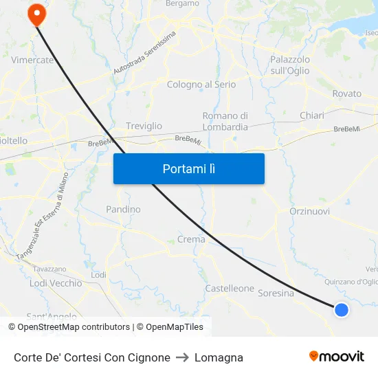 Corte De' Cortesi Con Cignone to Lomagna map