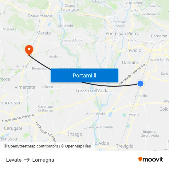 Levate to Lomagna map