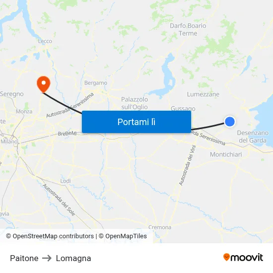 Paitone to Lomagna map