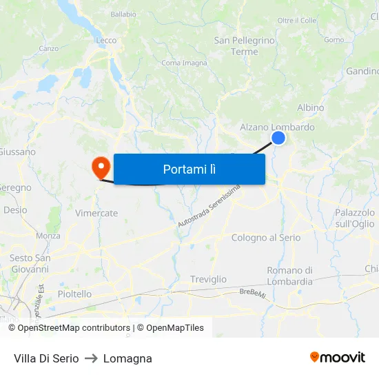 Villa Di Serio to Lomagna map