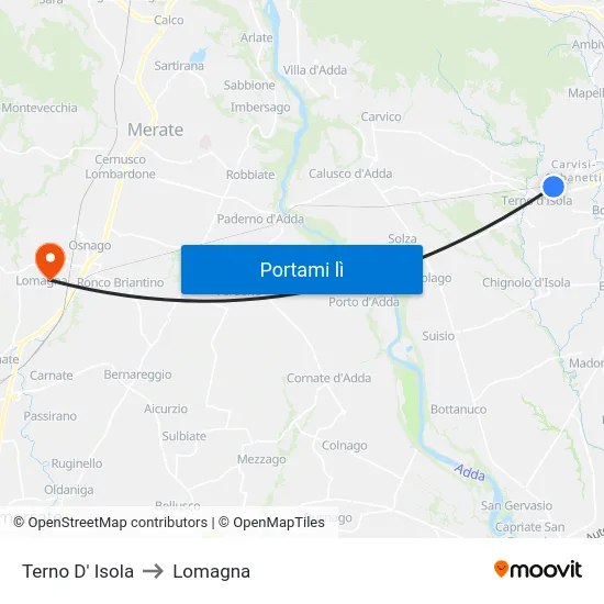 Terno D' Isola to Lomagna map