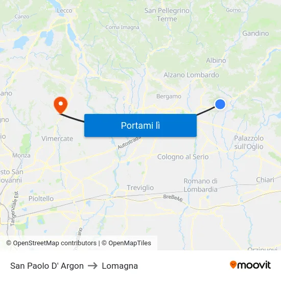 San Paolo D' Argon to Lomagna map