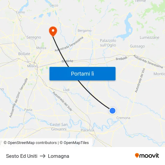 Sesto Ed Uniti to Lomagna map