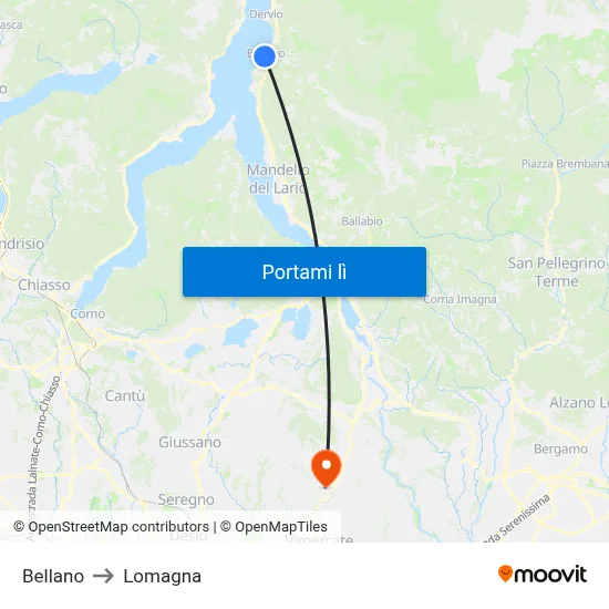 Bellano to Lomagna map