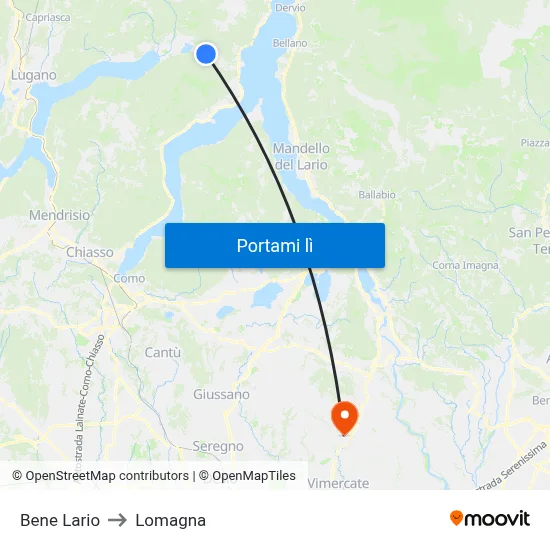 Bene Lario to Lomagna map