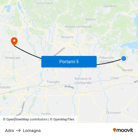 Adro to Lomagna map