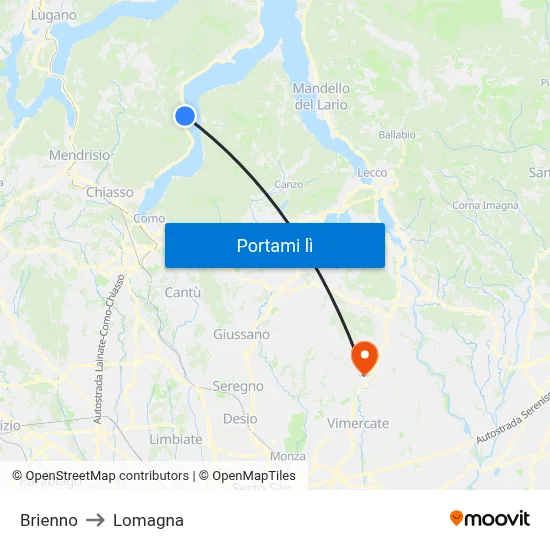 Brienno to Lomagna map