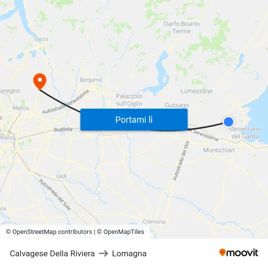 Calvagese Della Riviera to Lomagna map