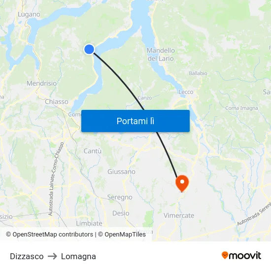 Dizzasco to Lomagna map