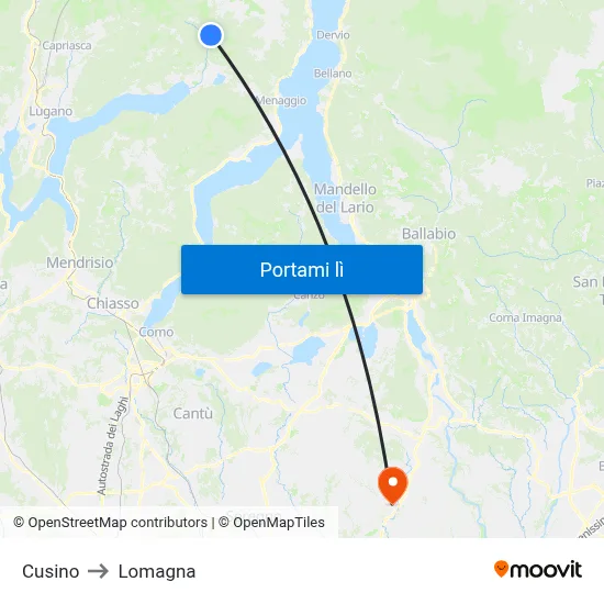 Cusino to Lomagna map