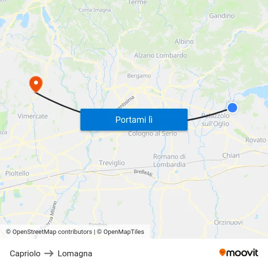 Capriolo to Lomagna map