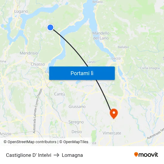 Castiglione D' Intelvi to Lomagna map