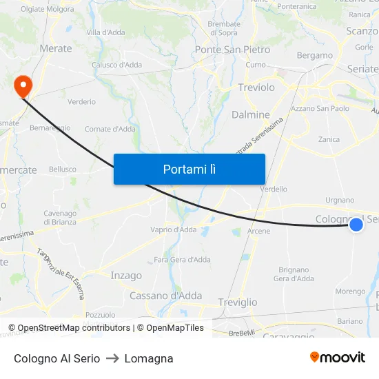 Cologno Al Serio to Lomagna map