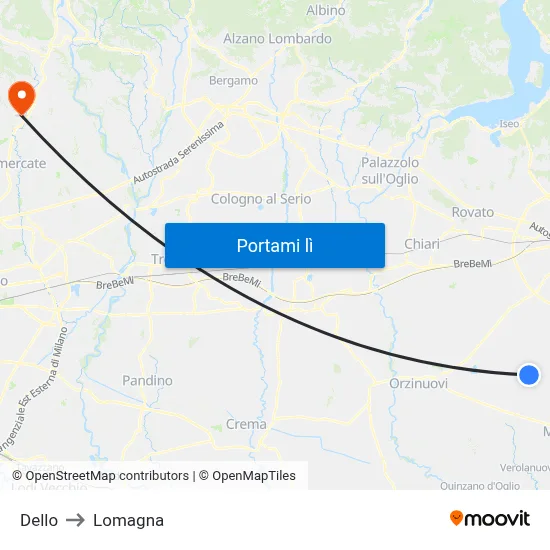 Dello to Lomagna map