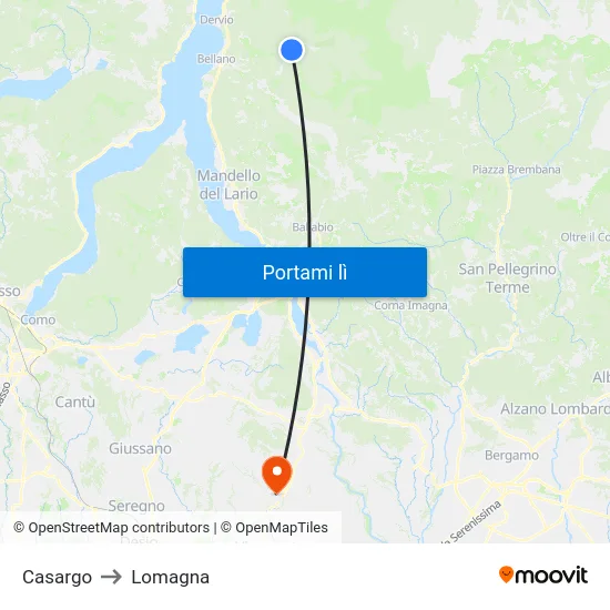 Casargo to Lomagna map