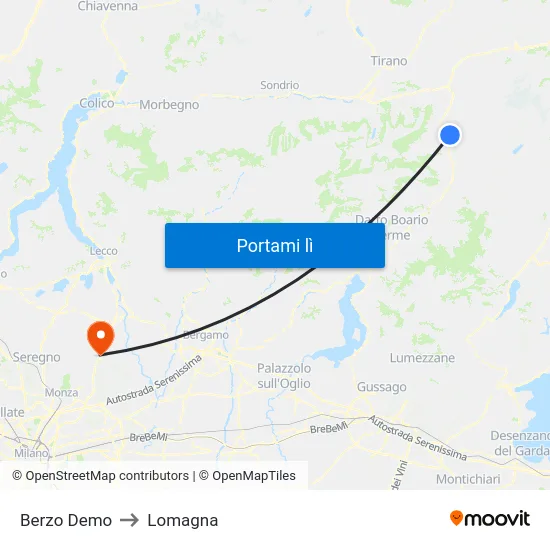Berzo Demo to Lomagna map