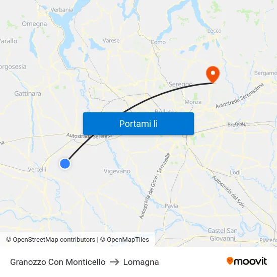 Granozzo Con Monticello to Lomagna map
