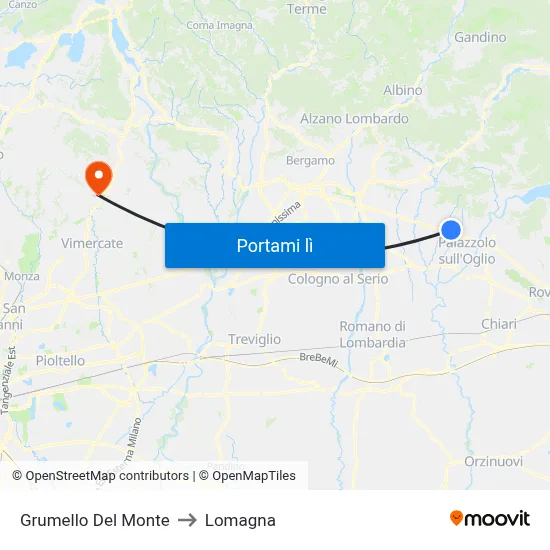 Grumello Del Monte to Lomagna map