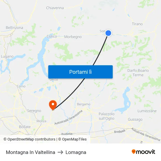 Montagna In Valtellina to Lomagna map