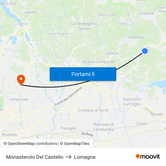 Monasterolo Del Castello to Lomagna map