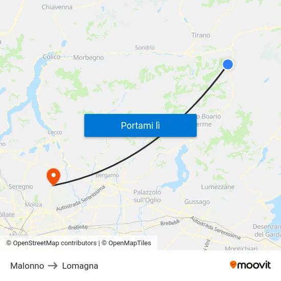 Malonno to Lomagna map