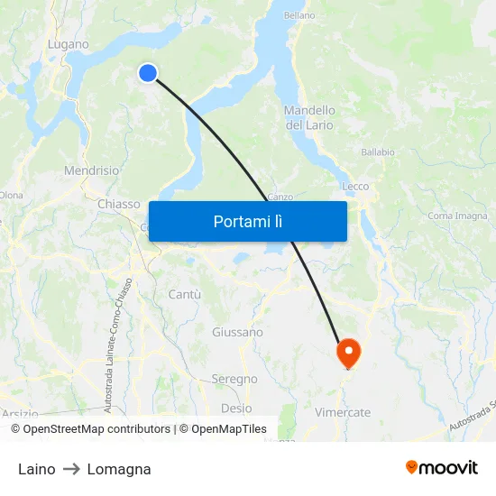 Laino to Lomagna map