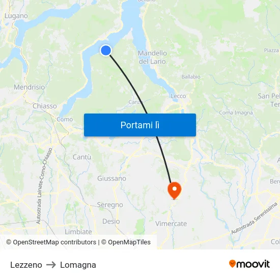 Lezzeno to Lomagna map