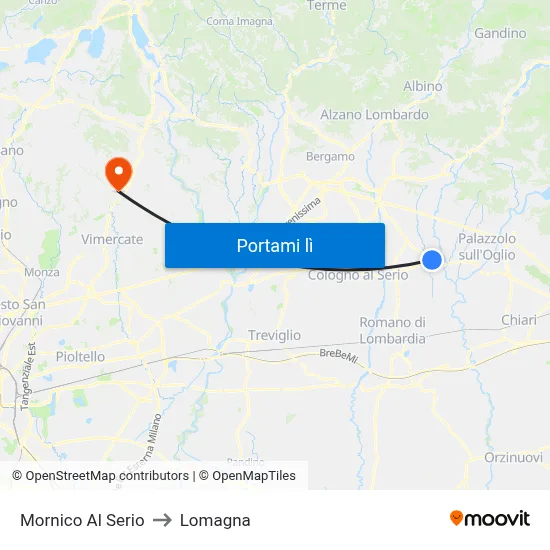 Mornico Al Serio to Lomagna map
