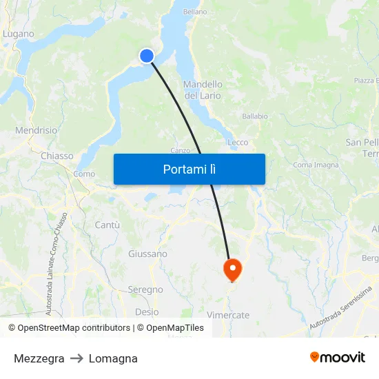 Mezzegra to Lomagna map
