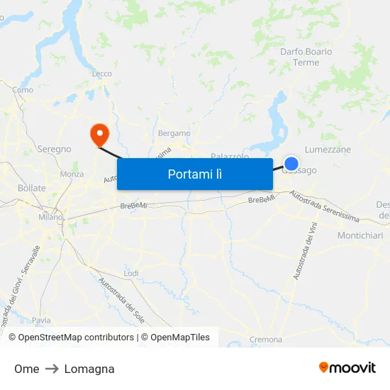 Ome to Lomagna map
