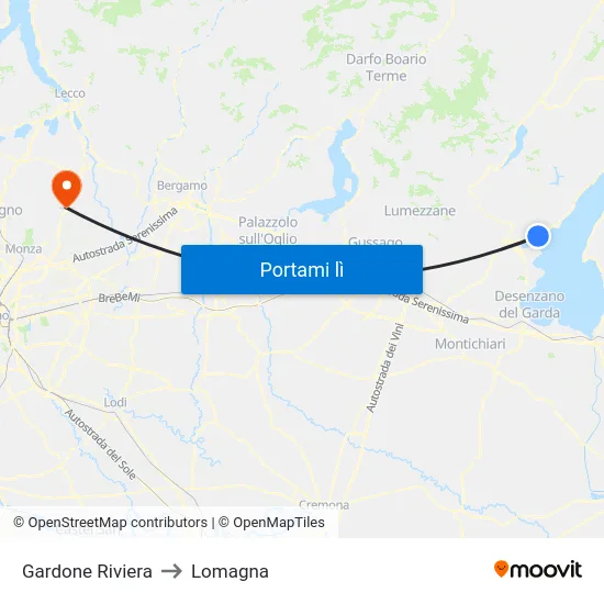 Gardone Riviera to Lomagna map