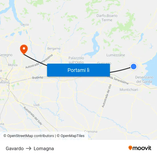 Gavardo to Lomagna map