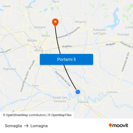 Somaglia to Lomagna map