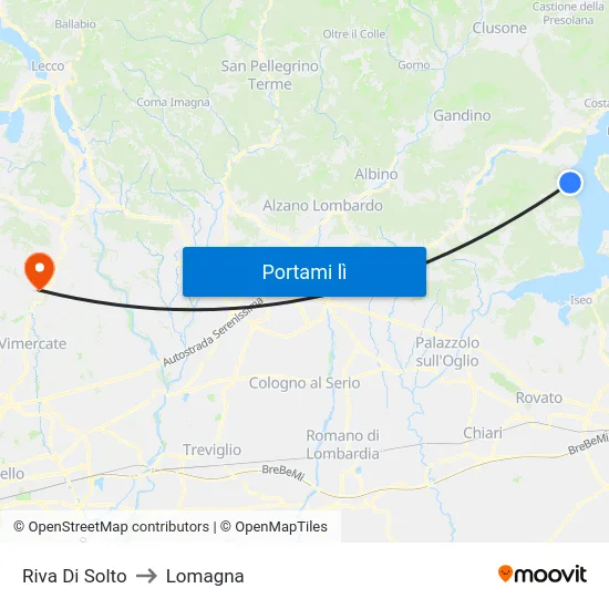 Riva Di Solto to Lomagna map