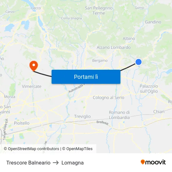 Trescore Balneario to Lomagna map