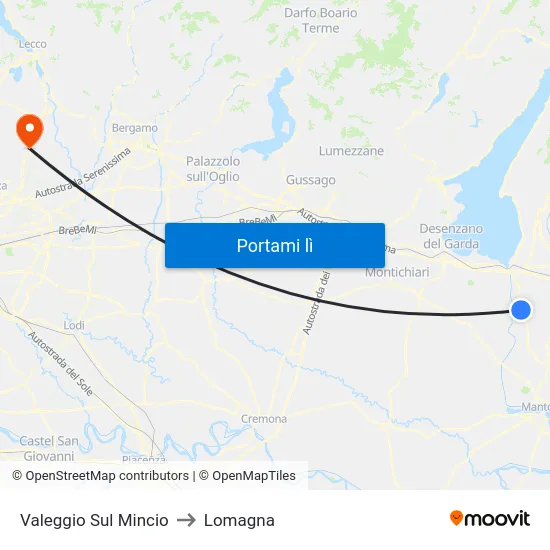 Valeggio Sul Mincio to Lomagna map