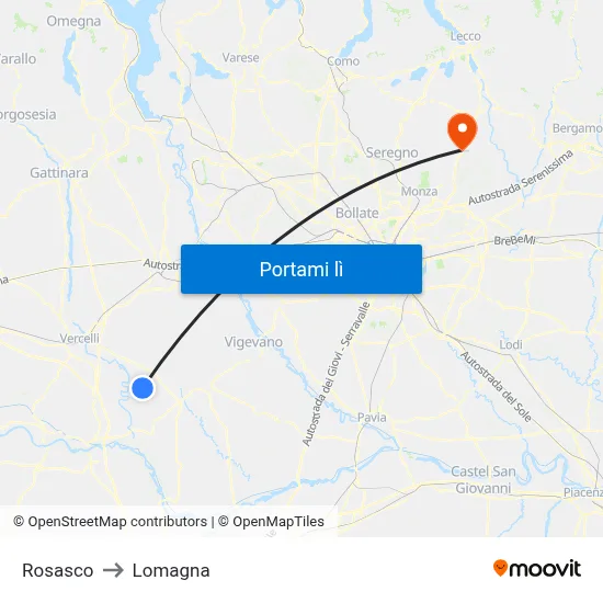 Rosasco to Lomagna map
