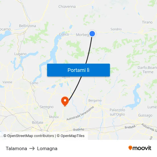 Talamona to Lomagna map